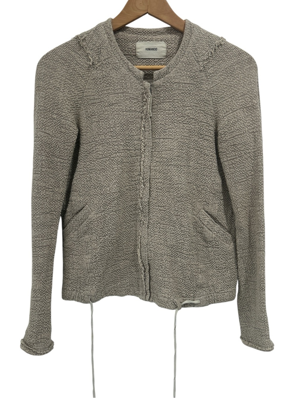 Humanoid Dutch Designer Boucle Tweed Full Zip Minimalist Jacket in Tan - XS